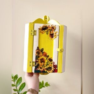 Vintage Sunflower Corner Cabinet